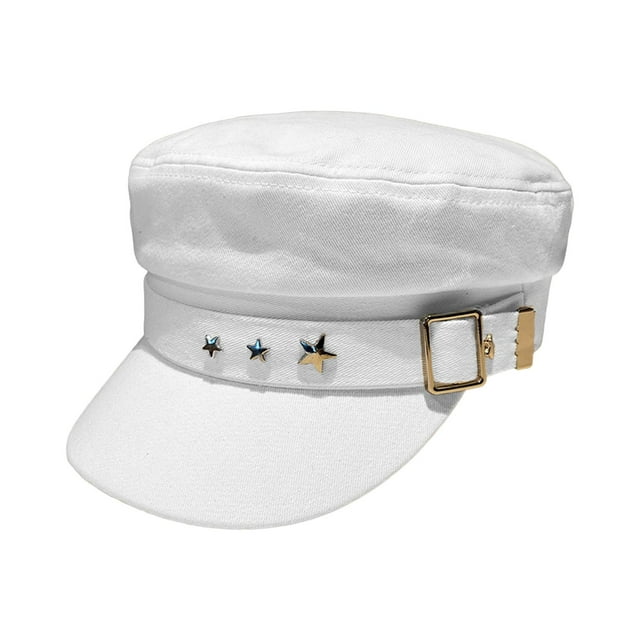 Gorra de béisbol plana para mujer, cómoda, ajustable, de 56 a 58 cm Blanco