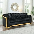 thumbnail image 2 of 81.8"W Chesterfield Sofa, Velvet 3 Seat Couch with Button Tufted Decor and Gold Stainless Legs, Luxury Black Couch for Living Room, Office, 2 of 9