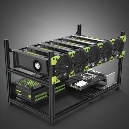 6 19 Gpu Aluminum Stackable Open Air Mining Rig Case Miner Frame Btc Ethereum Stackable Layer Coin Bitcoin Mining Gpu Rig Open Air Frame Case Set - 