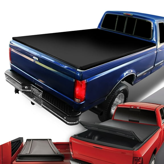DNA Motoring Tri-Fold Soft Top Trunk Bed Tonneau Cover for 1973-1998 Ford F150 F250 6.5' Bed