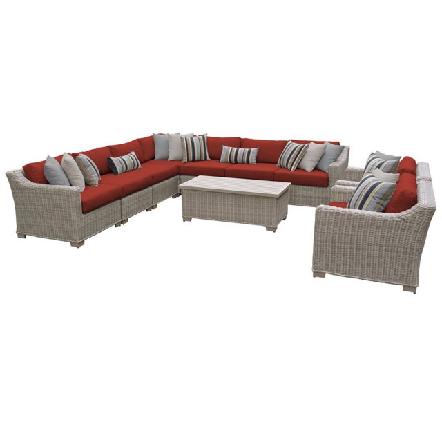 Coast 10 Piece Outdoor Wicker Patio Furniture Set in Terracotta