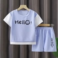 thumbnail image 2 of Children's Summer Little Waffle Shorts Set, Short Sleeve Clothes for Big Boys Casual Outerwear for Boys and Girls, Two Piece Set qym unisex, 2 of 2