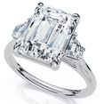 thumbnail image 4 of Pompeii Certified 3 1/2Ct Emerald Cut & Baguette Engagement Ring 14k Gold/Pt Lab Grown, 4 of 7