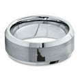 thumbnail image 2 of Tungsten Idaho The Gem State Band Ring 8mm Men Women Comfort Fit Gray Step Bevel Edge Brushed Polished, 2 of 4