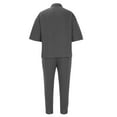 thumbnail image 3 of HOOMEUMY Men's Tracksuits Summer 2 Piece Outfits Short Sleeve Golf Shirts and Pants Sets Solid Color Casual Sports Suit Gray XXL, 3 of 4