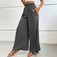 thumbnail image 5 of FUNUONY Womens Wide Leg Pants Casual Palazzo Flowy Pleated Trouser Woman Elastic High Waisted Loose Fit Lounge Pant Comfy 2025 Elastic with Flared Elegant Commuting Casual Pants Dark Grey M, 5 of 9