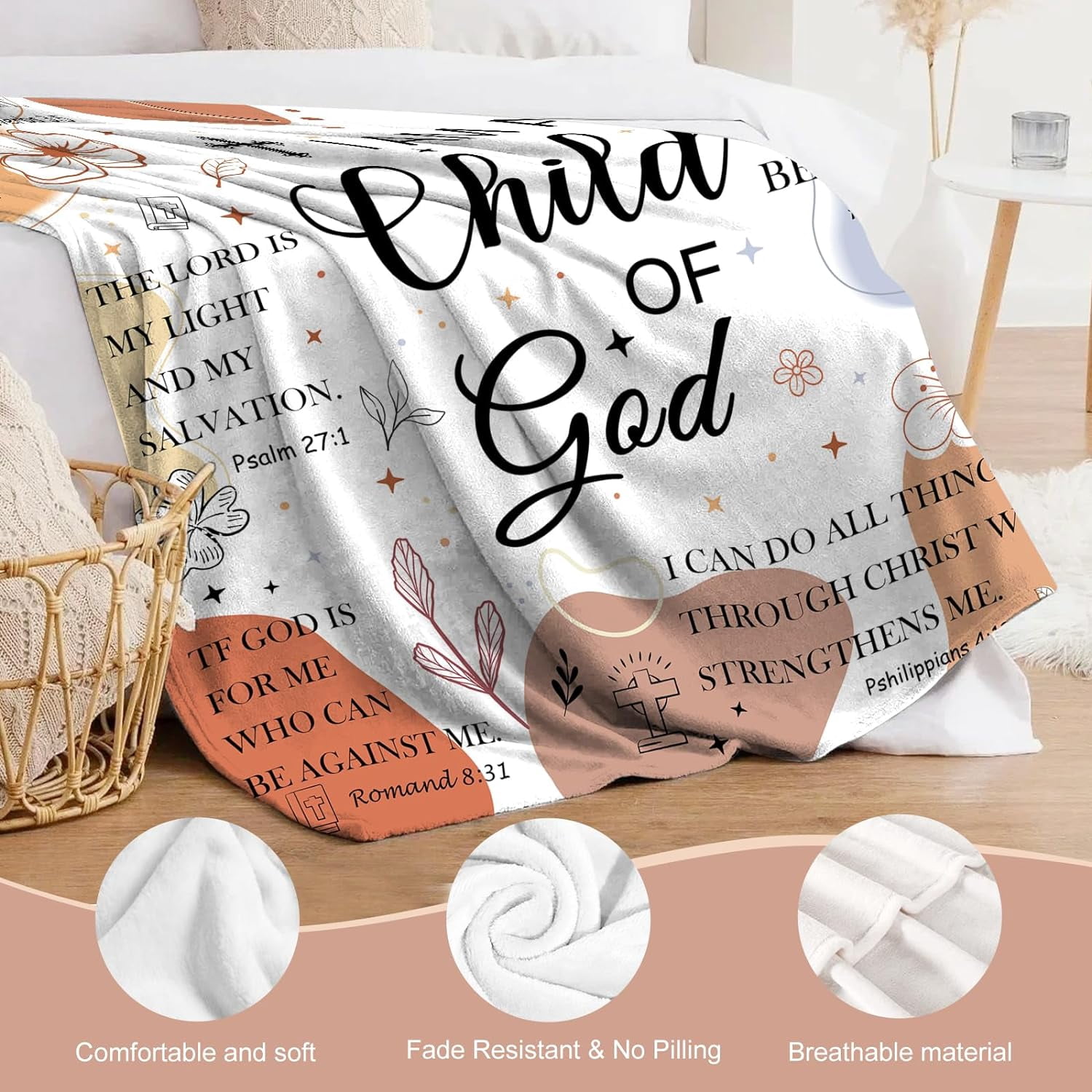 Christian Blanket Gifts for Women Faith, Birthday Religious Gifts for Women, Soft Prayers Blanket with Bible Verse Inspirational Thoughts, Get Well Soon Gifts for Women