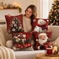 thumbnail image 4 of Sahpxhe Christmas Throw Pillow Cover 18X18 Set Of 4 Christmas Tree Santa Sleigh Pattern Soft Cushion Covers for Sofa Couch Home Decor, 4 of 7