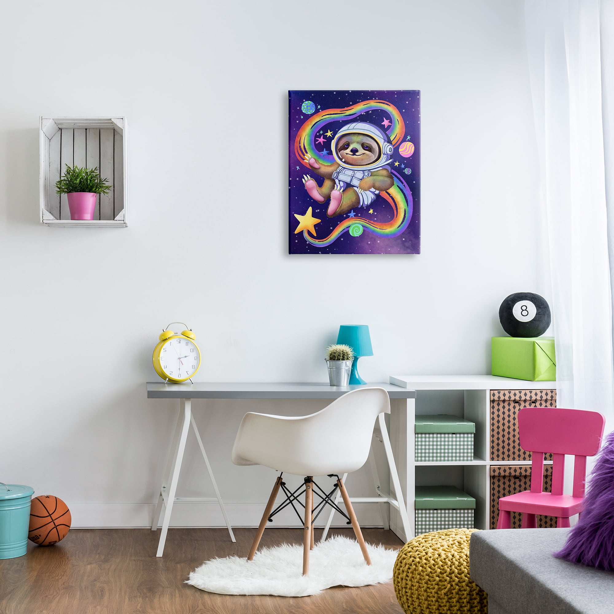 Stupell Industries Sloth in Outer Space Animals & Insects Painting Gallery Wrapped Canvas Art Print Wall Art, 24 x 30