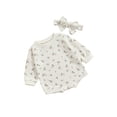 thumbnail image 2 of xiaxaixu Bébé Manches Longues Romper+ Arc Bandeau, Fleur Vêtements à Col Rond, 2 of 6