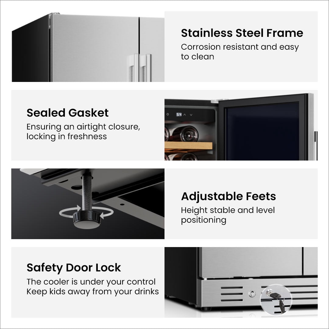 Yeego 30 Inch Outdoor Dual Zone Wine & Beverage Fridge, 80 Can 33 Bottle, 6.01Cuft Built-in Refrigerator, Energy Star Certified