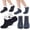 Black+Navy, variant on Bocaoying 2 Pairs Unisex Fluffy Fuzzy Warm Slipper Socks for Men Women, Thick Fleece Lined Non-Slip Socks with Grip Indoor Floor