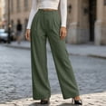 thumbnail image 6 of Straight Leg Corduroy Pants for Women, Relaxed Fit Pants with Elastic Waist and Side Pockets, Vacation Casual Outdoor Wear | VerBelle,Army Green L, 6 of 9