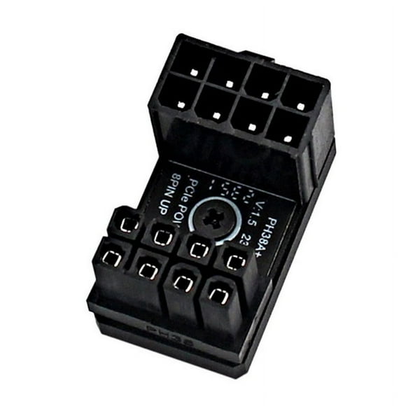 Graphics Card Power Supply Adapter Elbow 180°, GPU PSU Steering Connector PCI-E 8Pin Rotating Wiring Artifact PH38A+