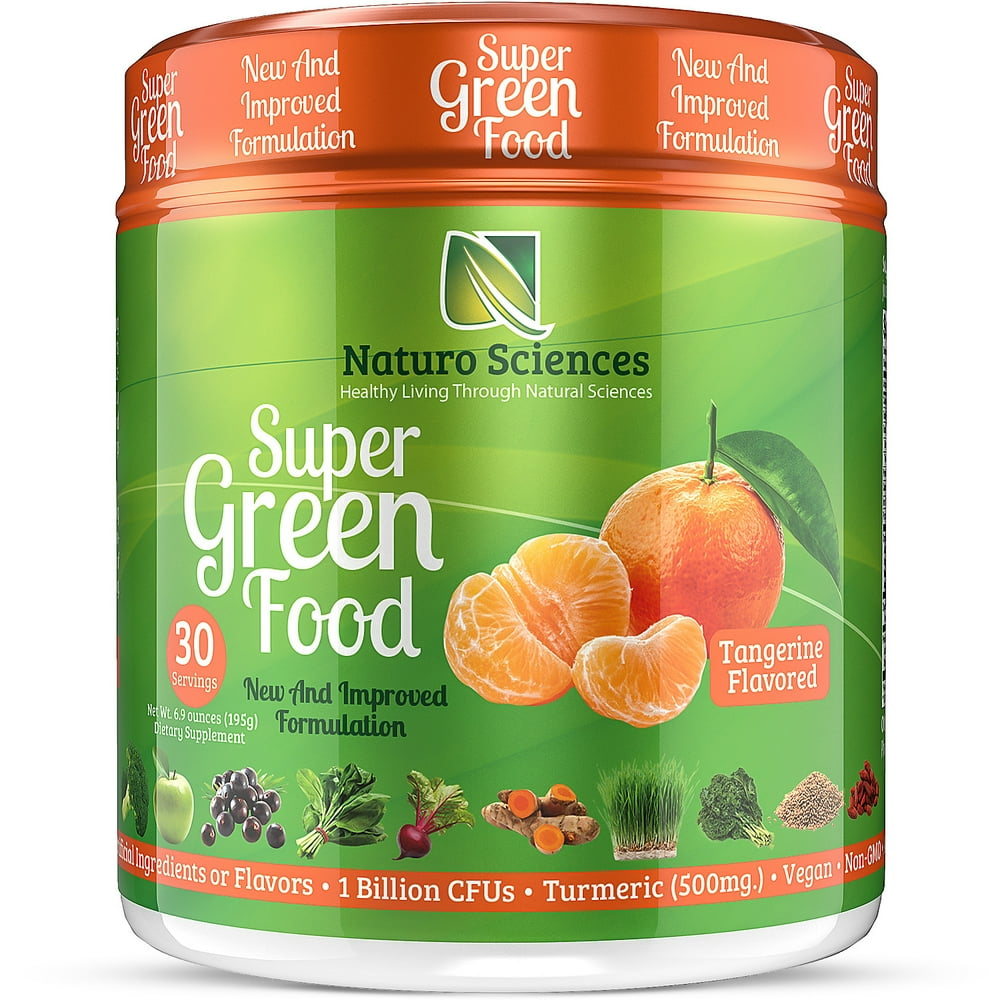 Naturo Sciences Natural Green Superfood Powder, Complete Whole Food Nutrition, Tangerine Flavor