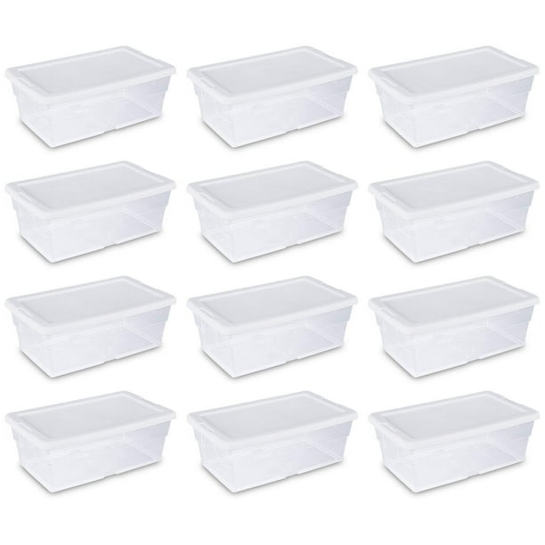 Sterilite 1.5 Gallon Stacking Plastic Storage Box with Lid, White and  Clear, 12 Count