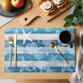 thumbnail image 2 of Placemats Set of 4, Blue Coastal Beach Woven Placemat, Linen Place Mats for Kitchen/Dining Tables, Nautical Starfish Coral Vintage Wooden Washable Table Mats for Party, 2 of 8