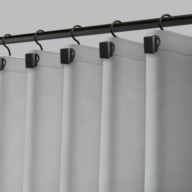 Cortina de baño Moorefield Solid 183x183 cm con ojales negros, dobladillo magnetico y tacto suave, Gris