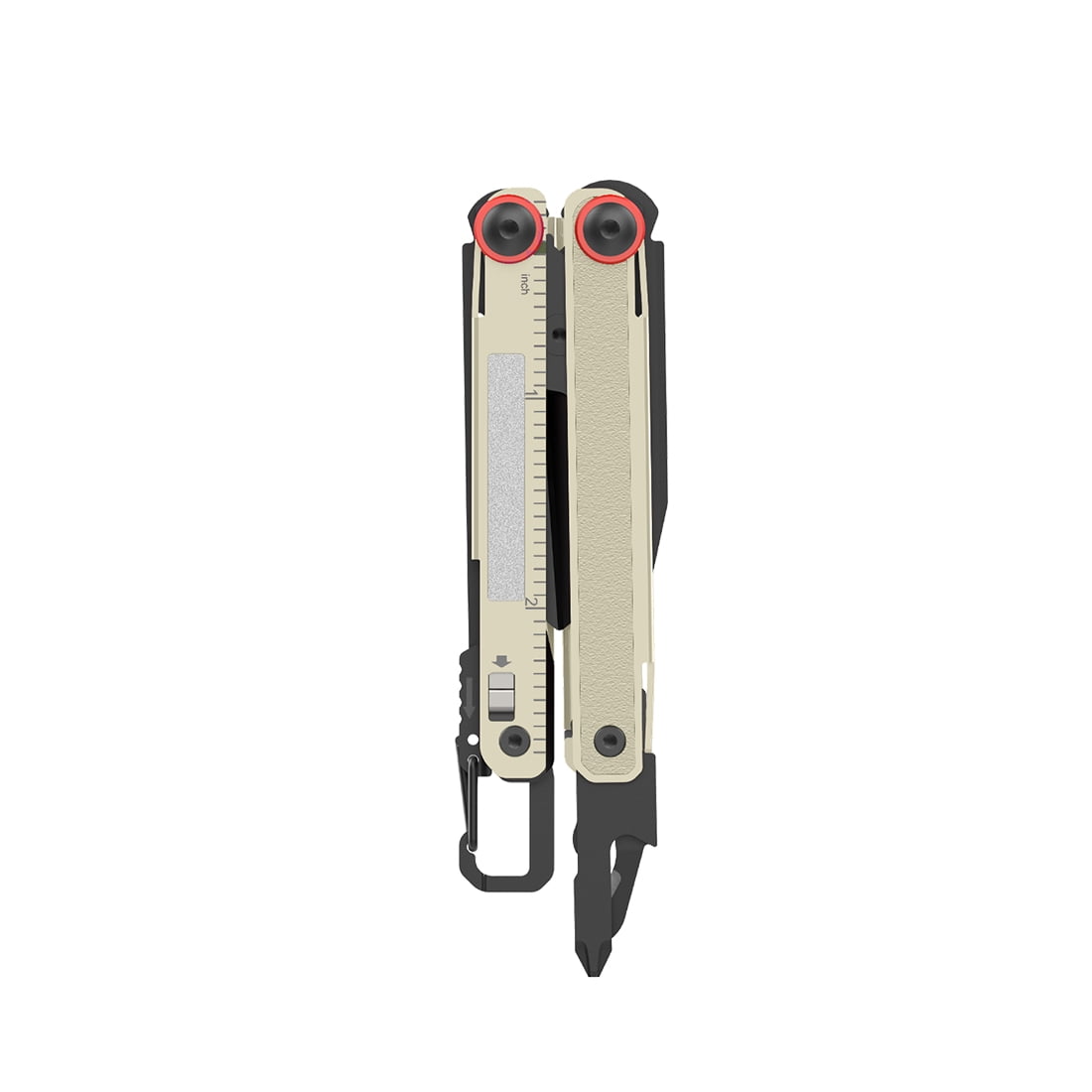 Swiss Tech 10 in 1 Multitool with Spring Action Shears AUS 8 Steel Blade Carabiner and Sheath, Ivory