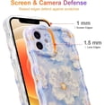 thumbnail image 4 of Case for iPhone 12, Colorful Retro Oil Painting Flower Laser Glossy Pattern Cute Curly Waves Border Exquisite Floral Phone Cover Stylish Durable TPU Protective Case for Girls Women - Blue#2, 4 of 18