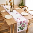 thumbnail image 3 of Pink Tulip Spring Floral Table Runner - 72 Inch Long Romantic Flowers Modern Art Plaid Cotton and Linen Blended Dress Scarves Farmhouse Table Runner for Kitchen Dining, Coffee Table, 13" x 72", 3 of 8