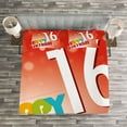 thumbnail image 3 of Ambesonne 16th Birthday Quilted Bedspread Set 3 Pcs, New Age Joyful Art, Queen Size, White Red, 3 of 3