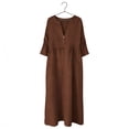 thumbnail image 6 of DGMIOCS Women's Maxi Dress for Everyday Wear with Long Sleeve Solid Linen Blend A Line Comfortable Elegant Daily Attire for Spring Coffee XL, 6 of 8