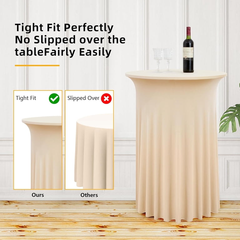 3-Pack Royal Blue Spandex Cocktail Table Covers With Skirt - 32"x43" Round High Top Tablecloth