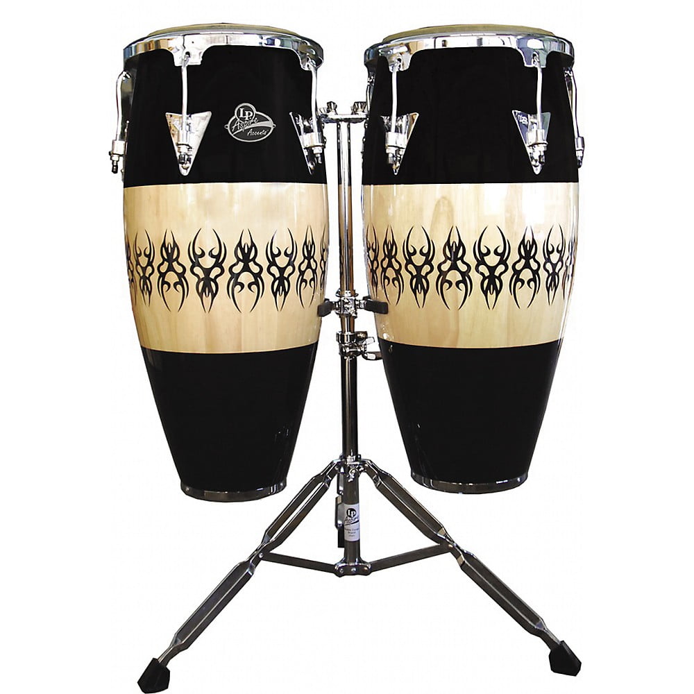 LP Aspire Accent Wood Conga Set with Scarab Finish and Stand Scarab