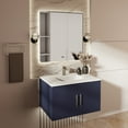 thumbnail image 2 of Geneva 30 in. W Navy Blue Vanity, White Quartz Top, Faucet Set, and 30 in. LED Mirror, 2 of 11