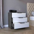 thumbnail image 5 of Nmkwnr 3 Drawers Dresser with Handles, Wood Storage Cabinet for Living Room, Office, Gray + White, 5 of 7