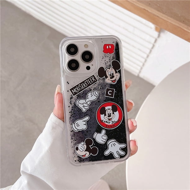 Funda De Dibujos Animados De Disney mickey mouse Flash powder Quicksand Para Iphone 14 13 12 11 Pro MAX XS XR 6 7 8 Plus Gao Jiahui unisex