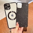 thumbnail image 4 of Compatible with iPhone 11 Pro Max Magnetic Glitter Case, Luxury Plating Cute Bling Clear Phone Case, Compatible with MagSafe for Women Girls with Camera Protector Back Cover - Black, 4 of 10