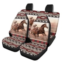 Pzuqiu Aztec Horse Car Seat Covers Full Set 4 Pack Easy to Install Front Seat Protector Auto Seat Rear Split Bench Cover Universal Automotive Seat Cover Accessories