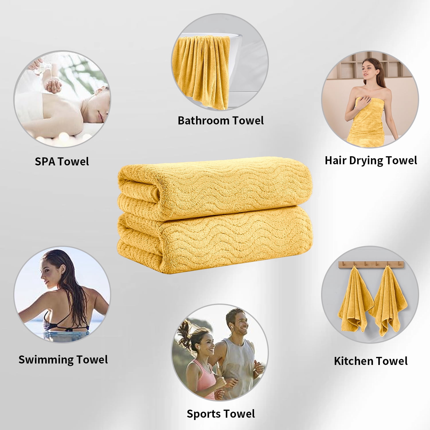 Jessy Home 12 Pack Dark Yellow Hand Towel Set 16"x31" Soft Highly Absorbent Quick Dry Bathroom Towels 600 GSM Microfiber Plush Towels