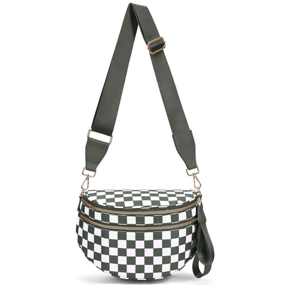 Bandolera Hibear de nylon a cuadros para mujer, impermeable