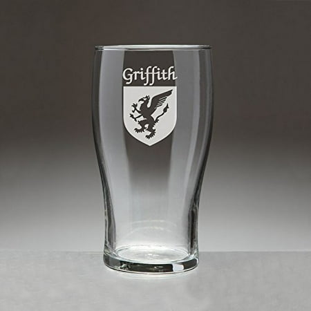 Griffith Irish Coat of Arms Tavern Glasses - Set of 4 (Sand Etched)