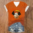 thumbnail image 4 of BLTIBY Womens Halloween Shirts V Neck Short Sleeve Tees Funny Printed Tops Casual Fashion Pullover Blouse Orange XXL, 4 of 5