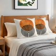 thumbnail image 4 of 24x24 Pillow Covers Set of 2, Boho Sun Disc Throw Pillow Covers Decorative Couch Cushion Case, Middle Century Abstract Orange Black Beige Microfiber Square Pillowcases for Bedroom Car Living Room, 4 of 9