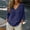 Dark Blue, variant on Womens Summer Gauze Tops,Solid V Neck 3/4 Sleeve Linen Cotton Blouse,Loose Fit Crinkled Gauzy Tunic Top,Dressy Casual Peasant Shirt for Beach Vacation Orange S