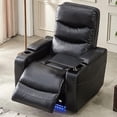 thumbnail image 4 of Comfort Stretch Power Recliner Chair for Adults,Electric Black Leather Single Reclining Sofa for Living Room Home Theater Seating with Writing Board,LED Lights,Storage Console,USB Port,Cup Holders, 4 of 6