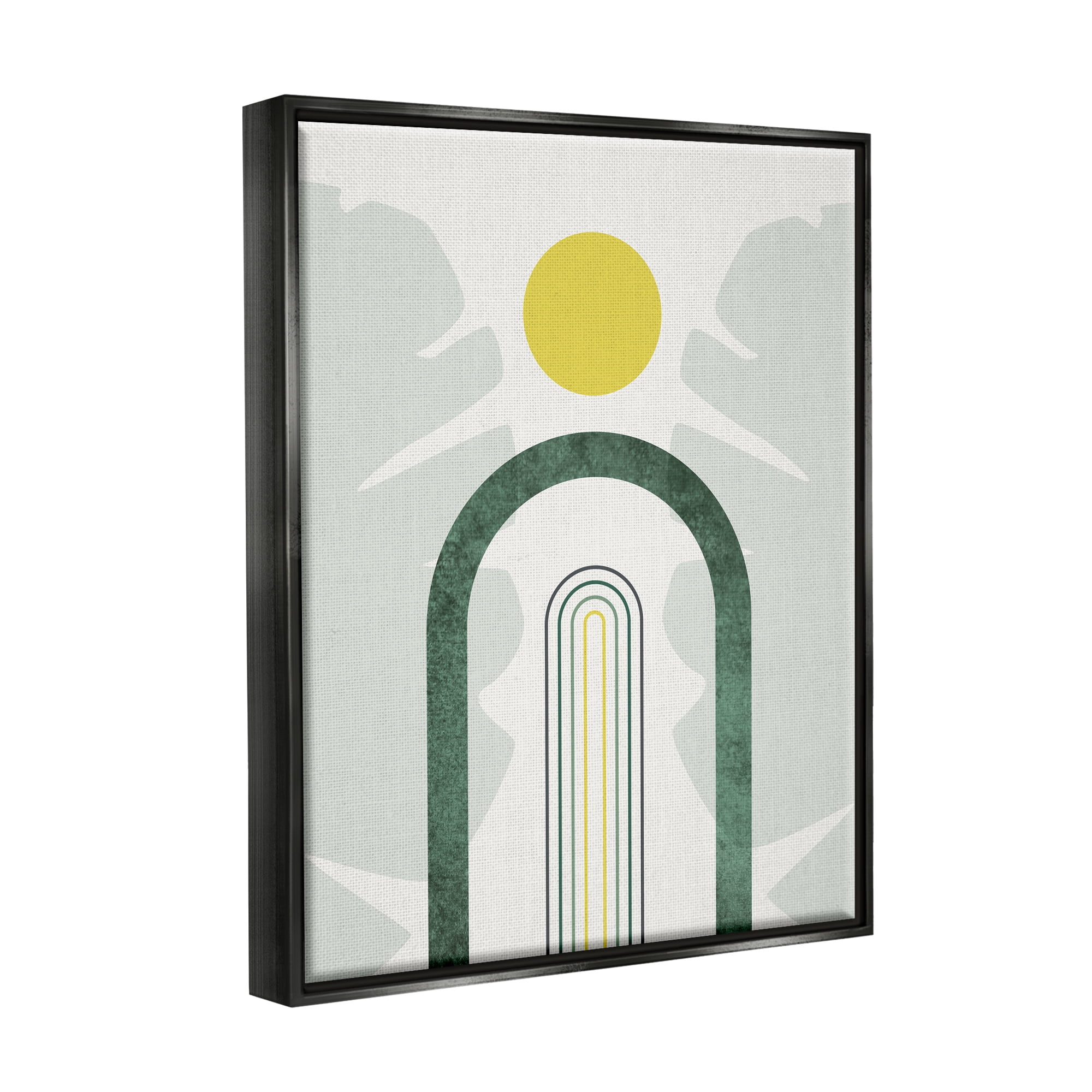 Stupell Industries Green Arches Tropical Abstraction Abstract Painting Black Floater Framed Art Print Wall Art