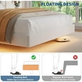 thumbnail image 6 of Senfot Full Size Floating Bed Frame with LED Lights, Velvet Upholstered Platform, Storage Headboard, No Box Spring Needed, Noise-Free, White, 6 of 8