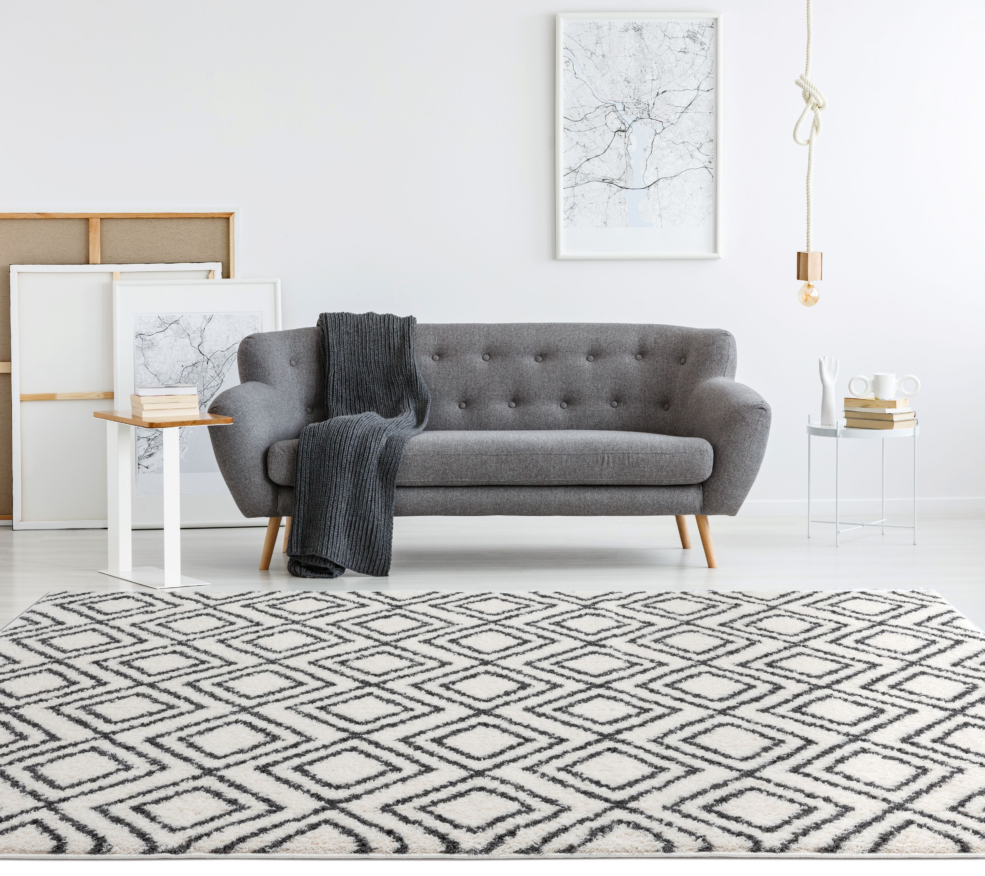 United Weavers Celestial Sarath Modern Geometric Area Rug, White, 7'10" x 10'6"