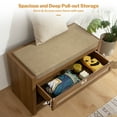 thumbnail image 3 of Rattan Shoe Bench Entryway Shoe Rack with Storage Organizer Drawer and Cushion, 3 of 8