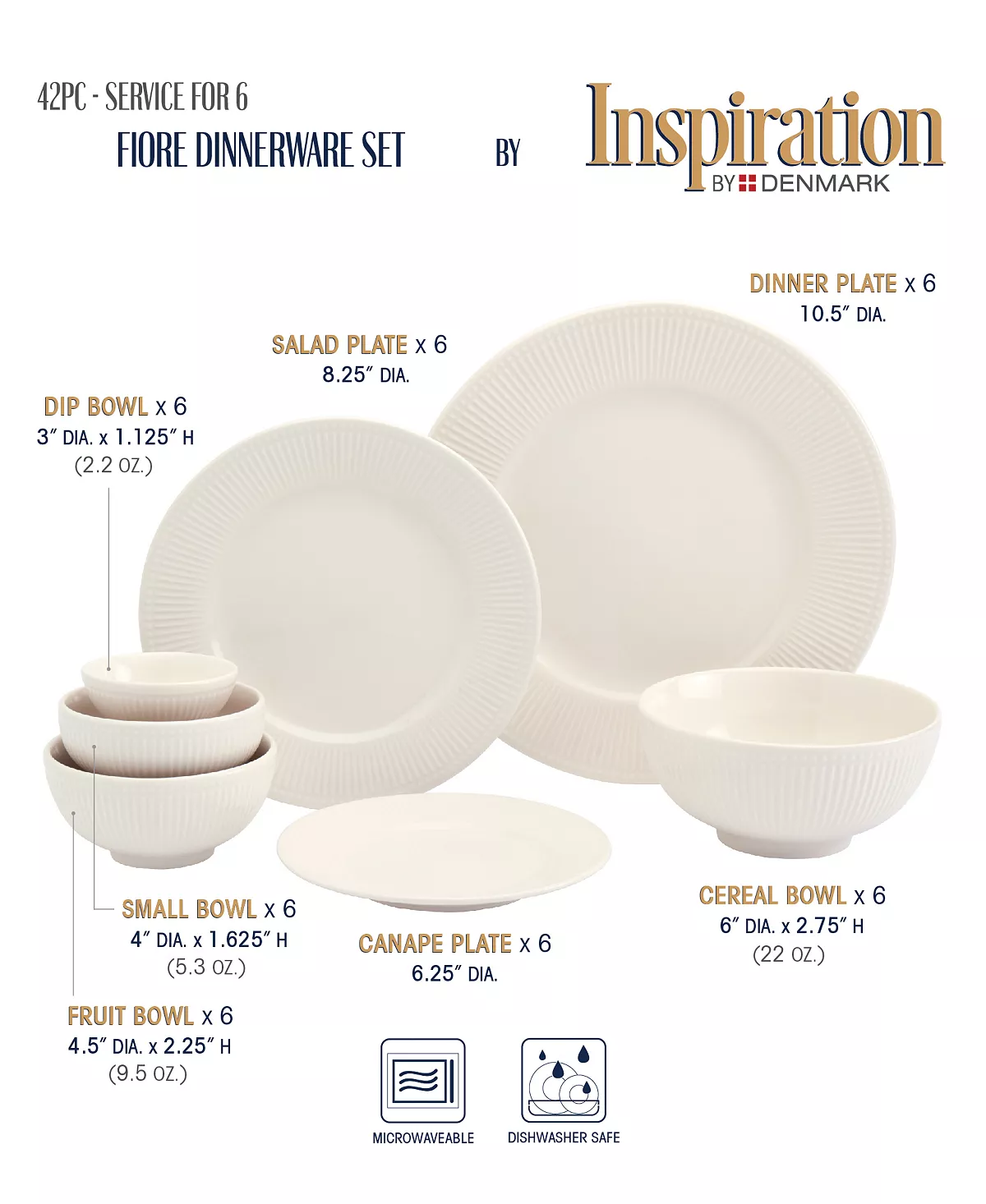 Inspiration by Denmark Fiore 42 Pc. Dinnerware Set, Service for 6