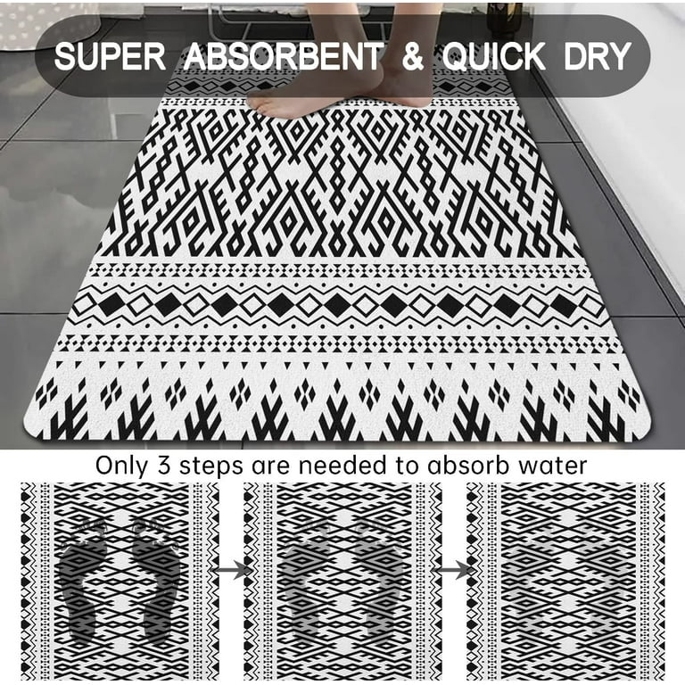 Black and White Bath Rugs Bathroom Rugs Set Bath Mat Flatwoven Kilim Cute  Bathmat Size 2x3 Entry Rug Shower Mat Bathroom Decor 