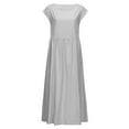 thumbnail image 2 of Innerwin Robes Col Rond Robe pour Femme Plage Couleur Unie Ample Robe d'Été Argent 4TG, 2 of 6