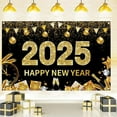 thumbnail image 2 of LUUFILx 180cm Happy New Year Hanging Flag Countdown Party Champagne Wine Glass Background Banner Colorful Flag Festival Party New Year's Eve Scene Decoration, 2 of 7