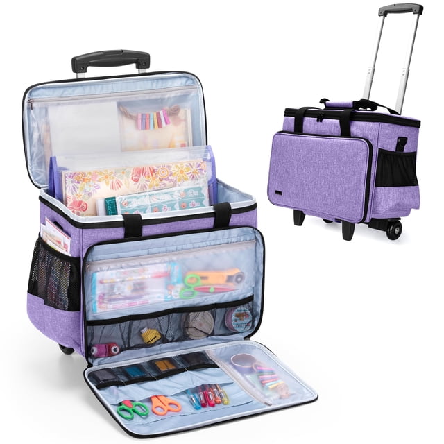 Bolsa de Manualidades Yarwo Rolling 2.0 con Carro Desmontable Morada